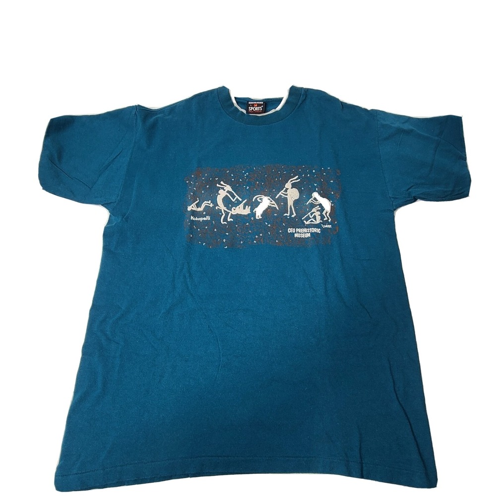 Vintage Sngl Stitch Signal Sports L CEU Prehistoric Museaum Raised Print T Shirt
